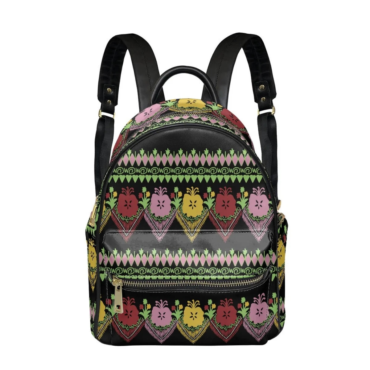 Polynesian Tribal Plumeria Hibiscus Print Backpack - Fashion PU Leather for Teenage Girls