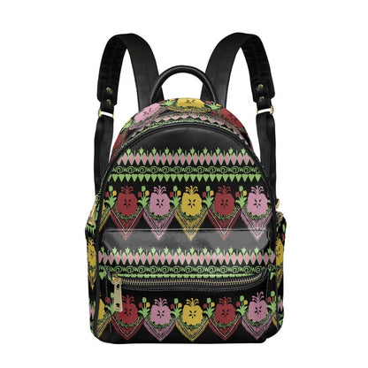 Polynesian Tribal Plumeria Hibiscus Print Backpack - Fashion PU Leather for Teenage Girls