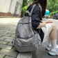 YIYUEQIANLI Gray Denim Backpack - Leisure Travel Fashion Schoolbag