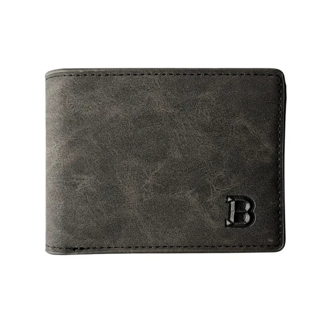 MOONBIFFY Men's Frosted Leather Wallet - Retro Two-Fold Design