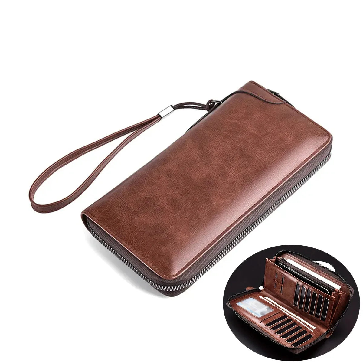 Men's Long RFID Blocking PU Leather Wallet Business Clutch