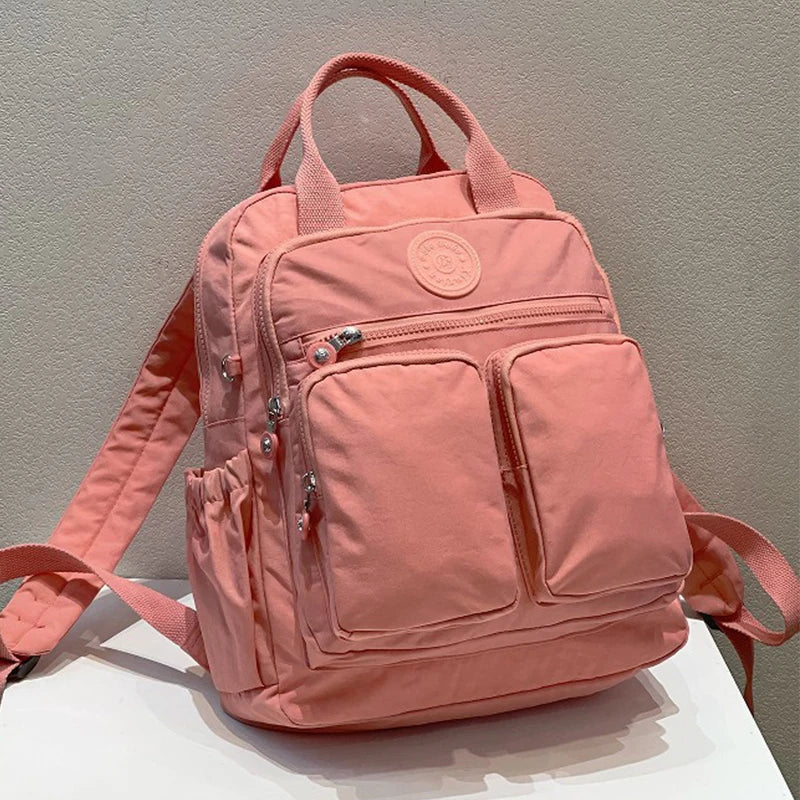 Women's Waterproof Nylon Laptop Backpack - Multi-Pocket Travel & School Bag