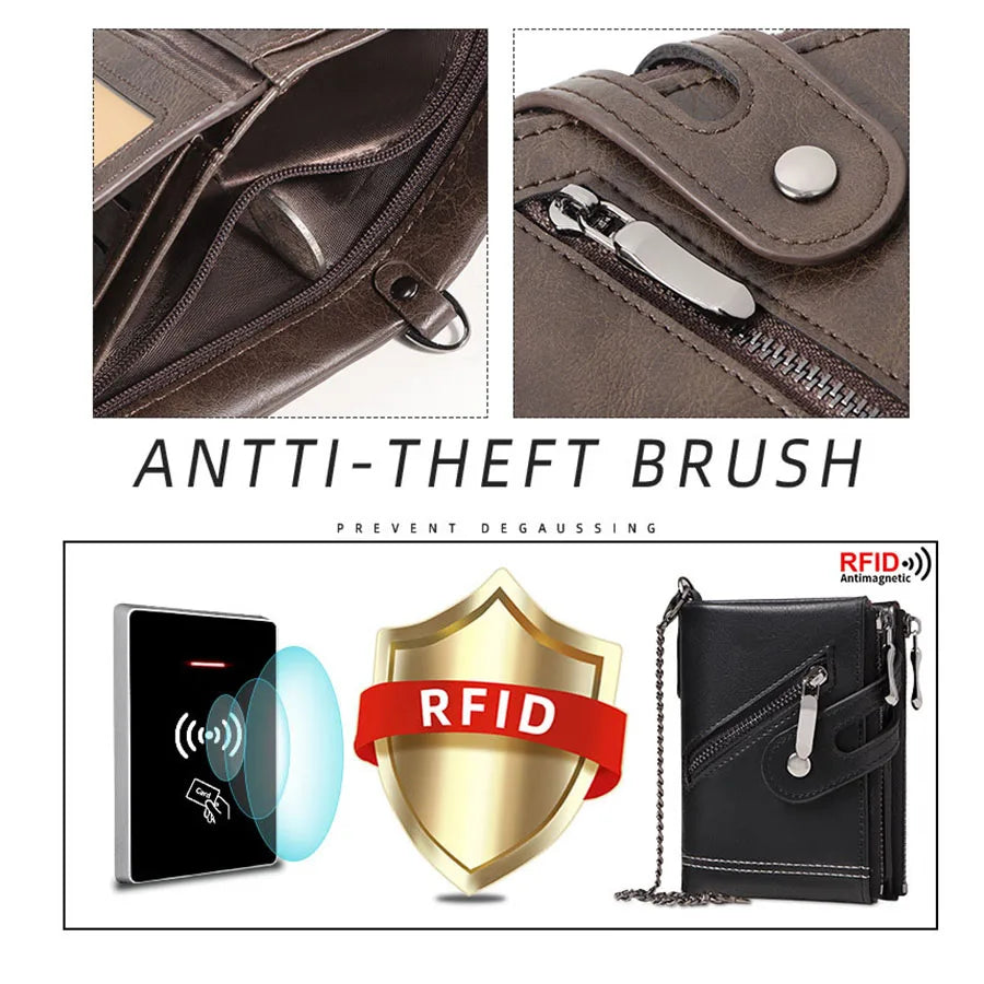 CAIBAO LAI Retro Chain Wallet with RFID Anti-Theft Protection