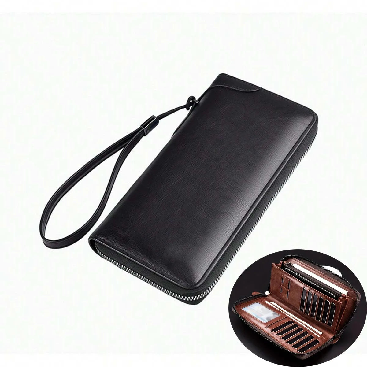 Men's Long RFID Blocking PU Leather Wallet Business Clutch