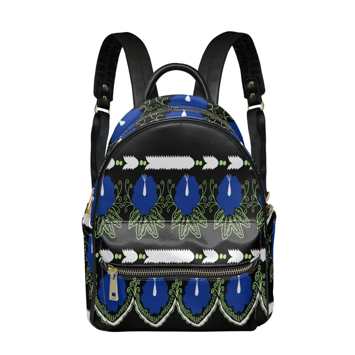 Polynesian Tribal Plumeria Hibiscus Print Backpack - Fashion PU Leather for Teenage Girls