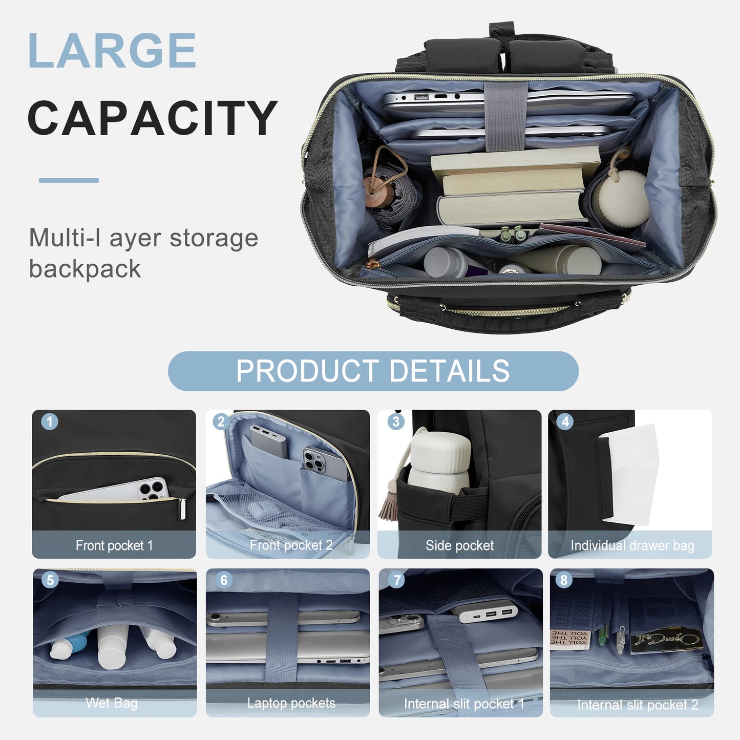 Women's Water-Resistant Laptop Backpack with USB Port - Professional Travel & Work Bag