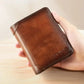Men's Genuine Leather RFID Trifold Wallet - Vintage Slim Design