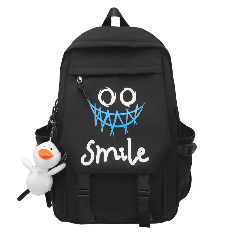 Preppy Nylon Backpack - Kawaii Large School Bag Double Handle