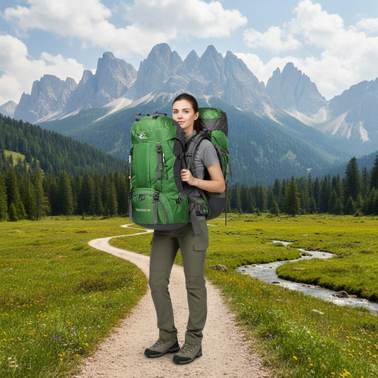 60L Outdoor Backpack - Waterproof Camping Climbing Mountaineering Pack with Rain Cover