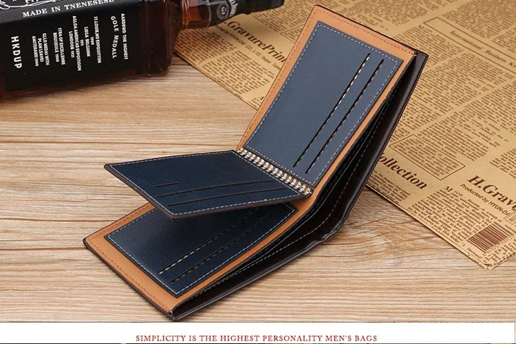 MOONBIFFY Men's Frosted Leather Wallet - Retro Two-Fold Design