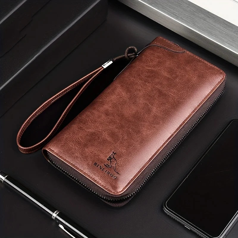 Men's Long RFID Blocking PU Leather Wallet Business Clutch