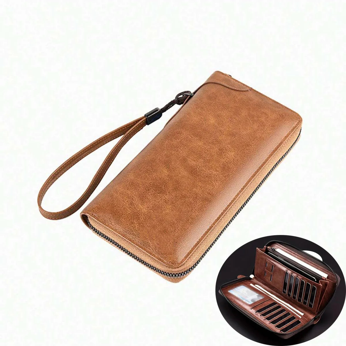 Men's Long RFID Blocking PU Leather Wallet Business Clutch