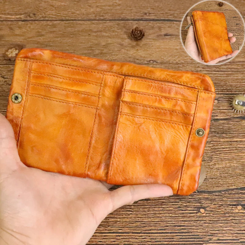 J.M.D Vintage Genuine Leather Wallet with Zipper Coin Pocket