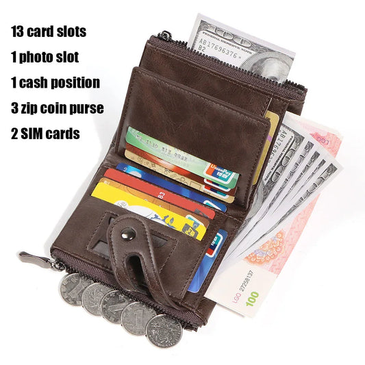 CAIBAO LAI Retro Chain Wallet with RFID Anti-Theft Protection