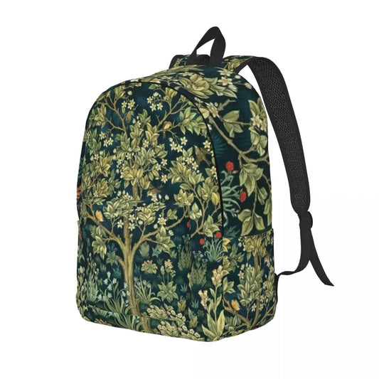 William Morris Tree of Life Canvas Backpack - Floral Art 15 Inch Laptop Bag