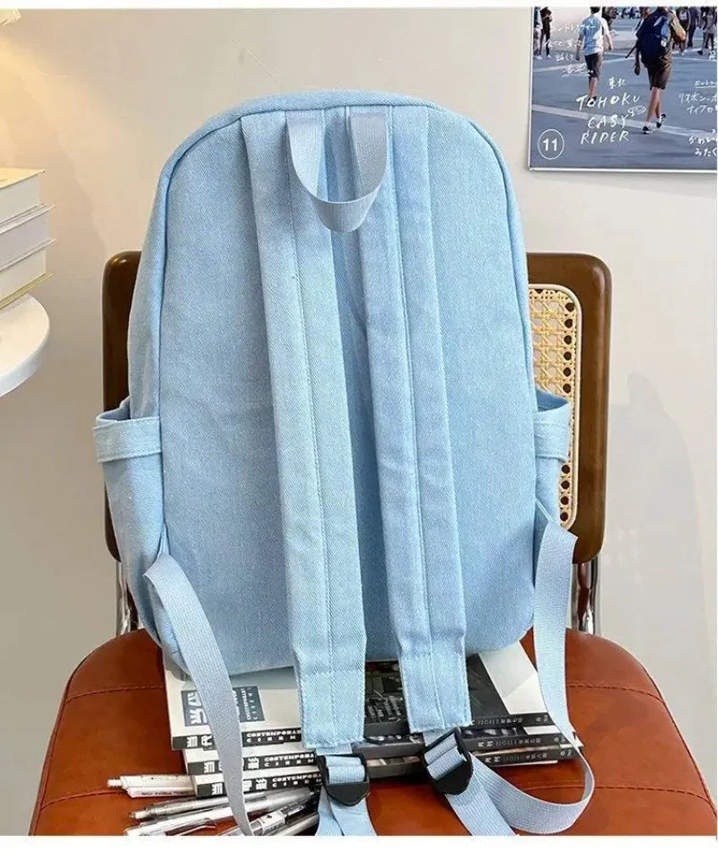 Denim Student Backpack - High Capacity Daily Commute Bag