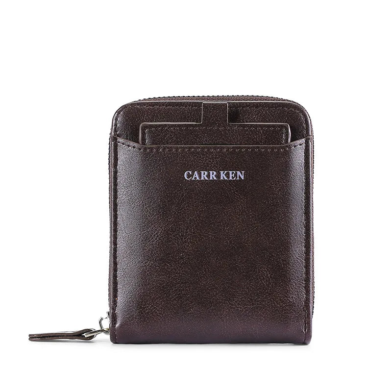 Men's RFID Trifold Wallet with ID Window - Retro PU Leather