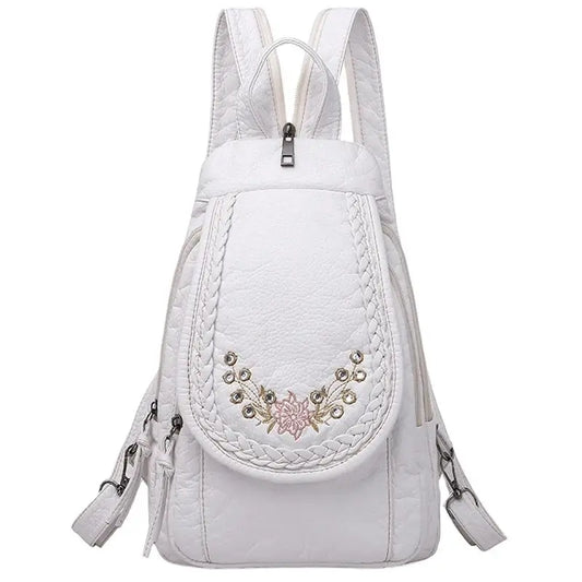 LANYIBAIGE Soft Washed Leather Backpack - Cute Small School Bag for Girls