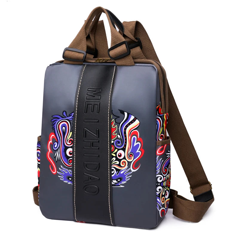 YILIJIAOREN Fashion Designer Canvas Backpack - Large Floral Rucksack for Women Students