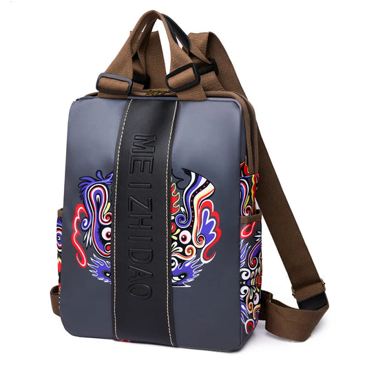 YILIJIAOREN Fashion Designer Canvas Backpack - Large Floral Rucksack for Women Students