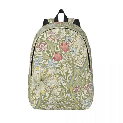 William Morris Tree of Life Canvas Backpack - Floral Art 15 Inch Laptop Bag