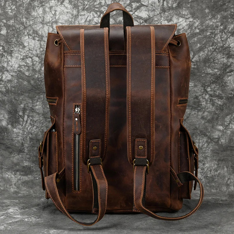 Newsbirds Genuine Leather Backpack - 17 Inch Laptop Travel Daypack