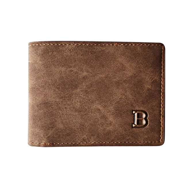 MOONBIFFY Men's Frosted Leather Wallet - Retro Two-Fold Design