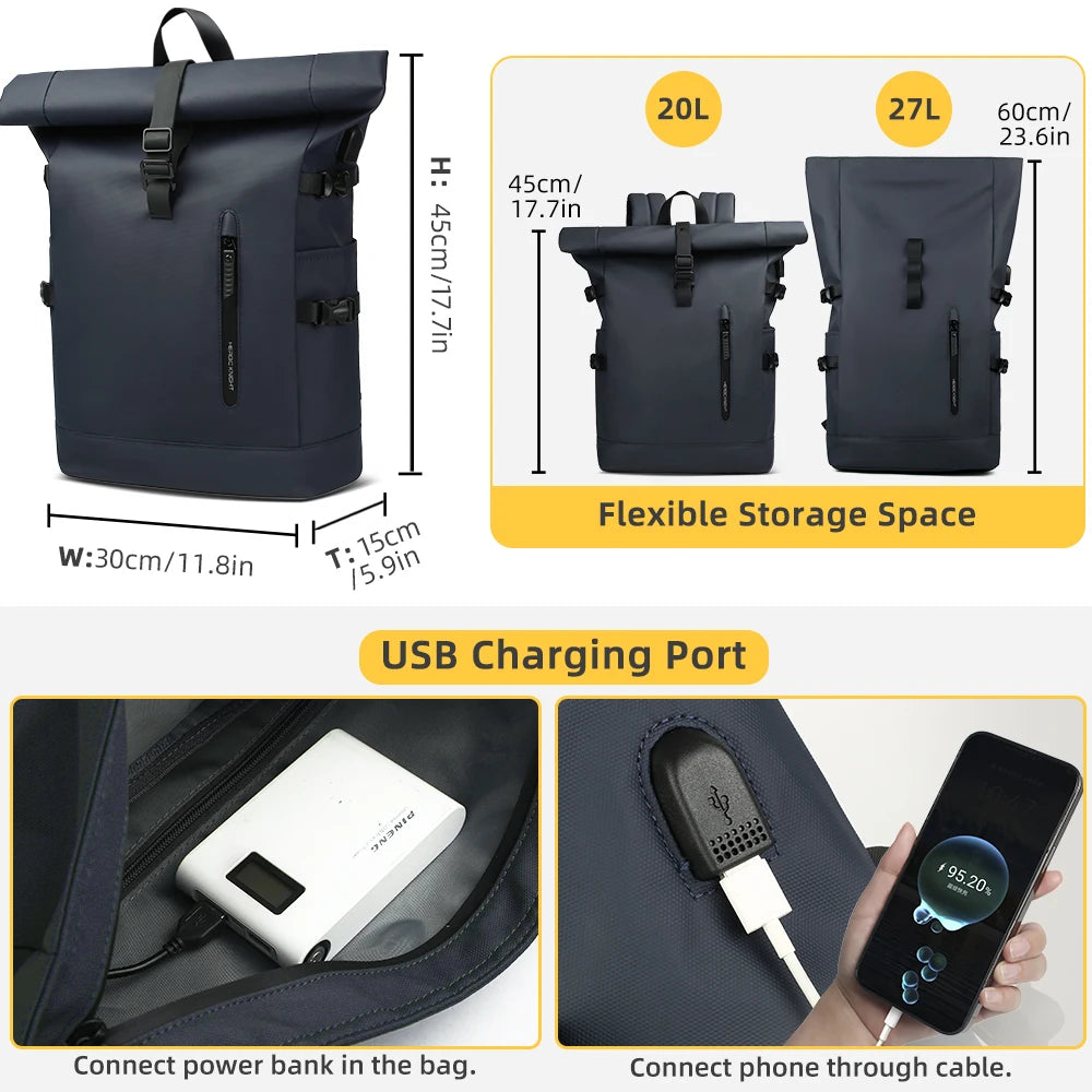 Large Laptop Backpack with USB Port and Anti-Theft Design